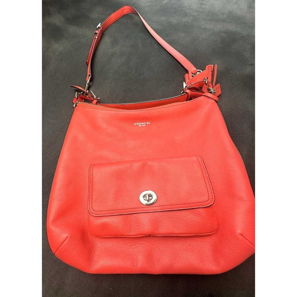 COACH LEGACY LEATHER COURTENAY HOBO PURSE Quiet Luxury Shoulder Bag Large Coral